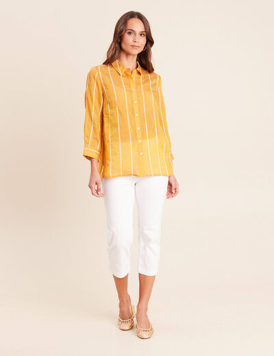 Chemise ample manches 3/4 col chemise jaune femme