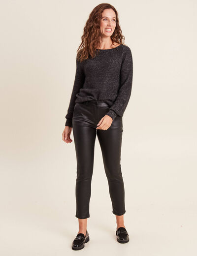 Pull confectionné en France gris foncé femme