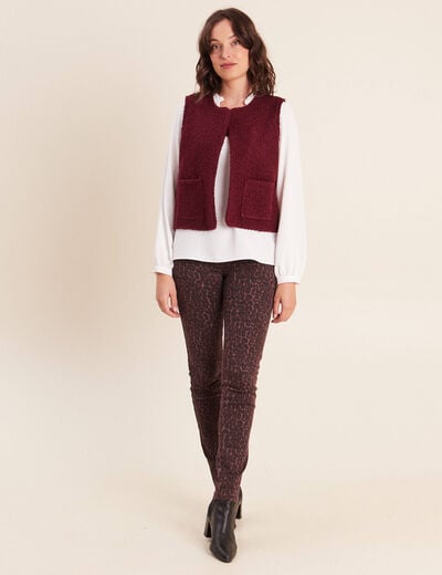 Blouse col v manches longues fluide ecru femme