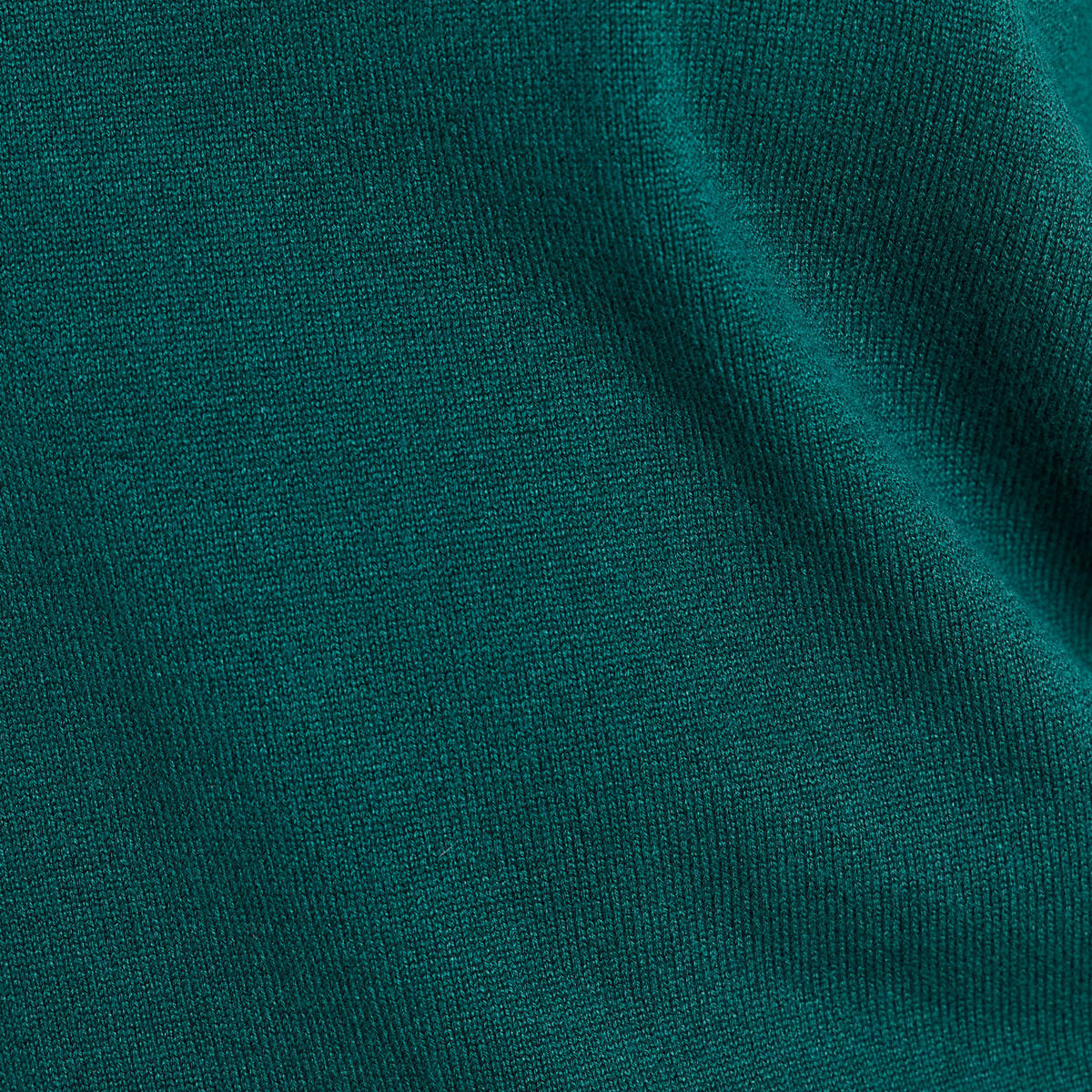 Pull cintr&eacute; col rond manches longues vert fonc&eacute; femme