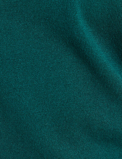 Pull cintr&eacute; col rond manches longues vert fonc&eacute; femme