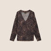 Pull col v marron femme