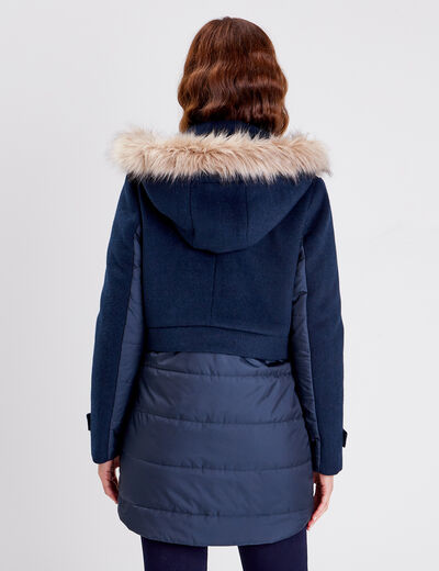 Doudoune longue bleu foncé femme