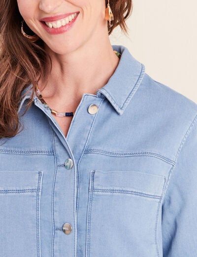 Veste jean manches longues denim bleach femme