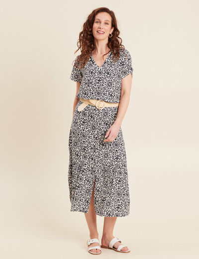 Blouse manches courtes bleu marine femme