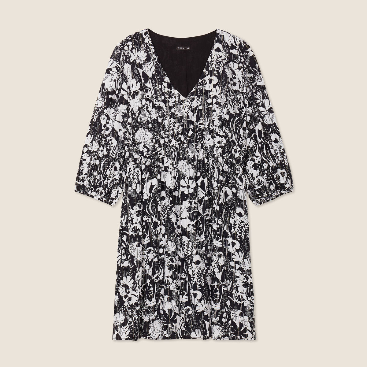 Robe &eacute;vas&eacute;e manches 3/4 noir femme