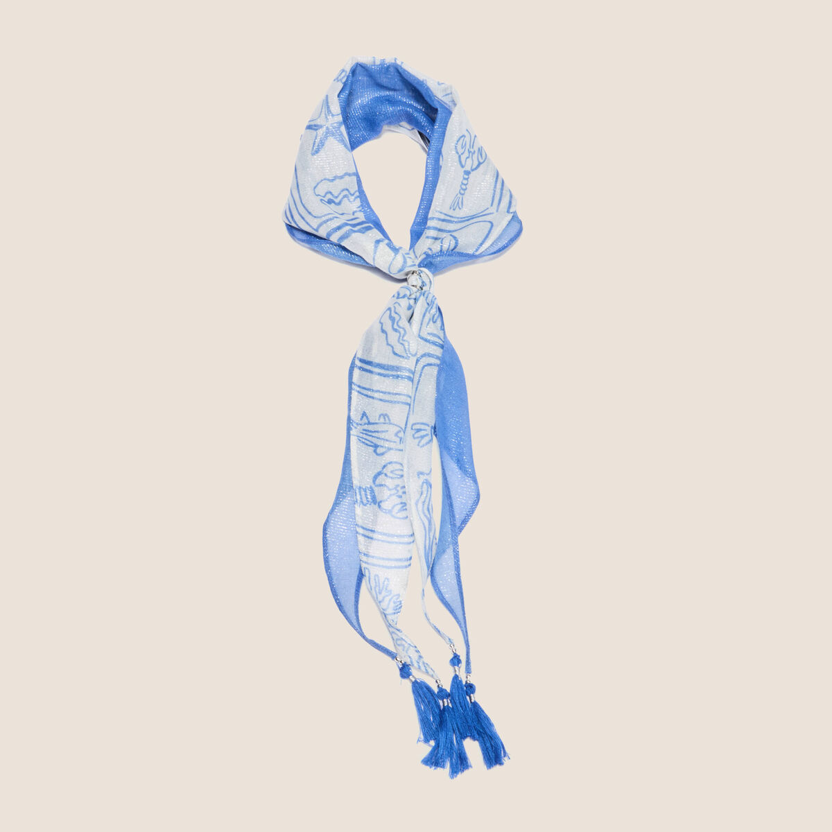 Lot 2 foulards voile transparent bleu ciel femme