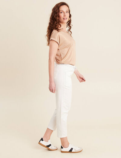 Pantalon droit réversible blanc femme