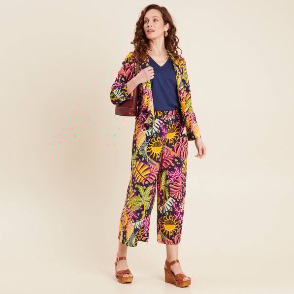 pantalon flou large 78eme multicolore femme Pantalon flou large 7/8ème multicolore femme