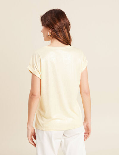 T-shirt manches courtes jaune clair femme
