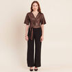 Combinaison pantalon droite marron cognac femme