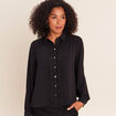 Chemise fluide manches longues dentelle noir femme