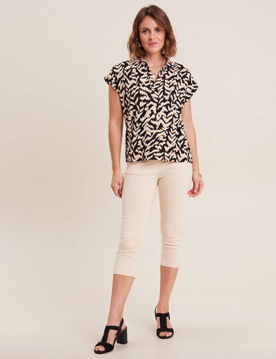 Pantacourt droit taille standard ecru femme