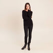 Pull col rond manches longues noir femme