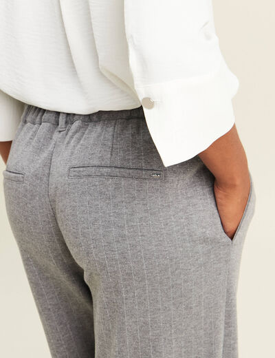 Pantalon loose taille bascul&eacute;e gris femme
