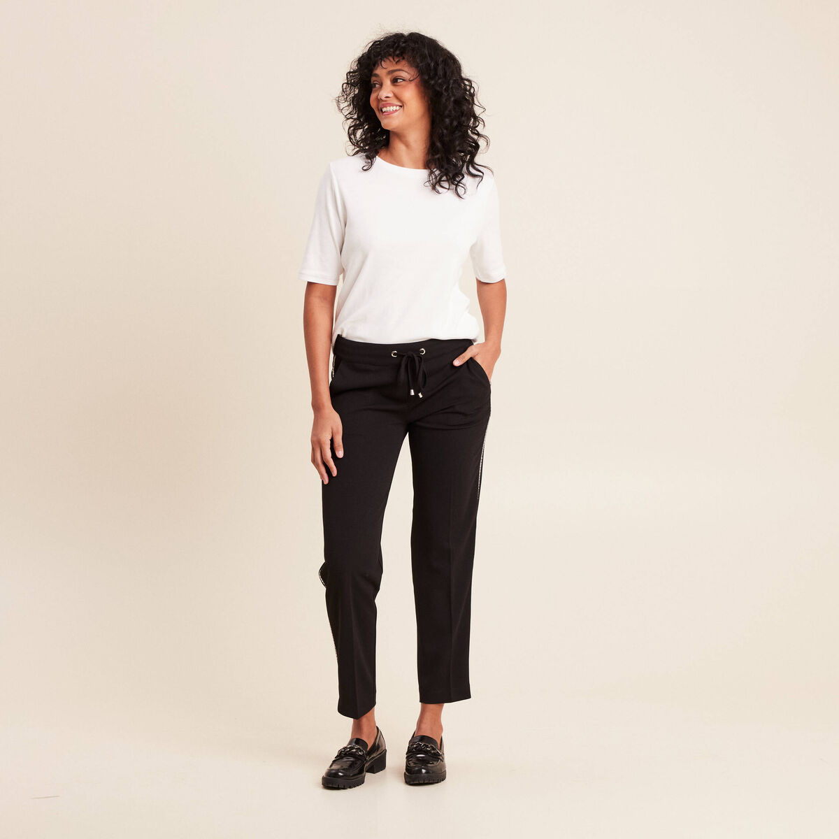 Pantalon taille standard noir femme
