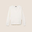 Pull col v manches longues ecru femme