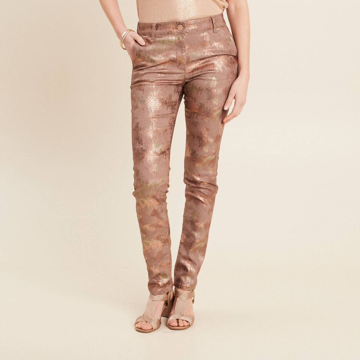 Pantalon ajusté marron femme