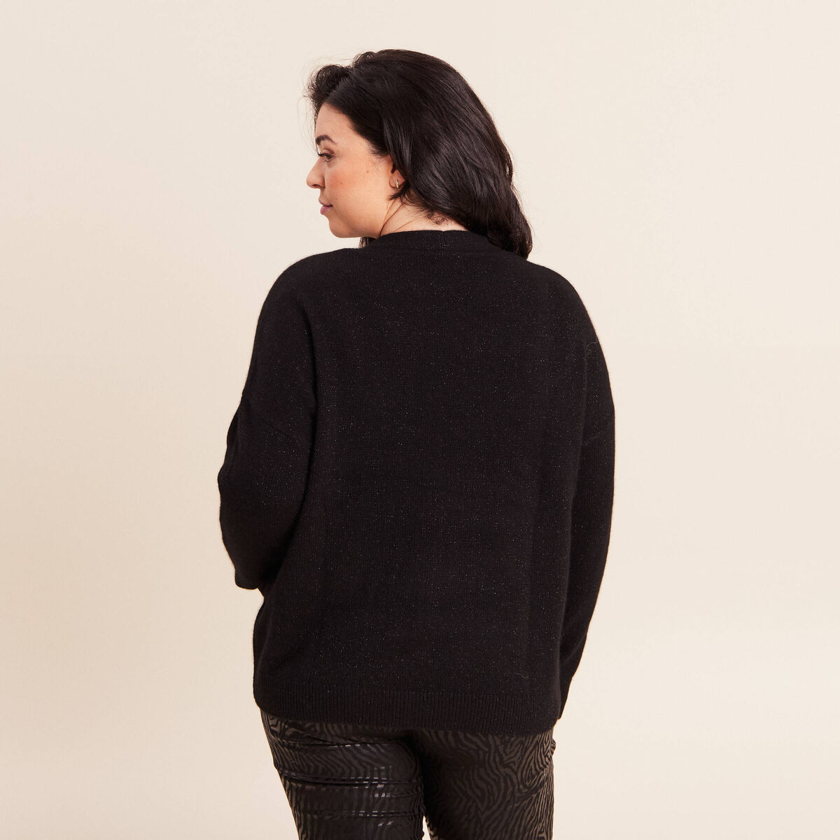 Pull en cachemire col v noir femme