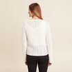 Gilet mi-long manches longues ecru femme