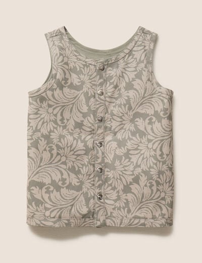 T-shirt r&eacute;versible sans manches gris femme