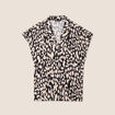 Chemise cr&ecirc;pe manches courtes noir femme