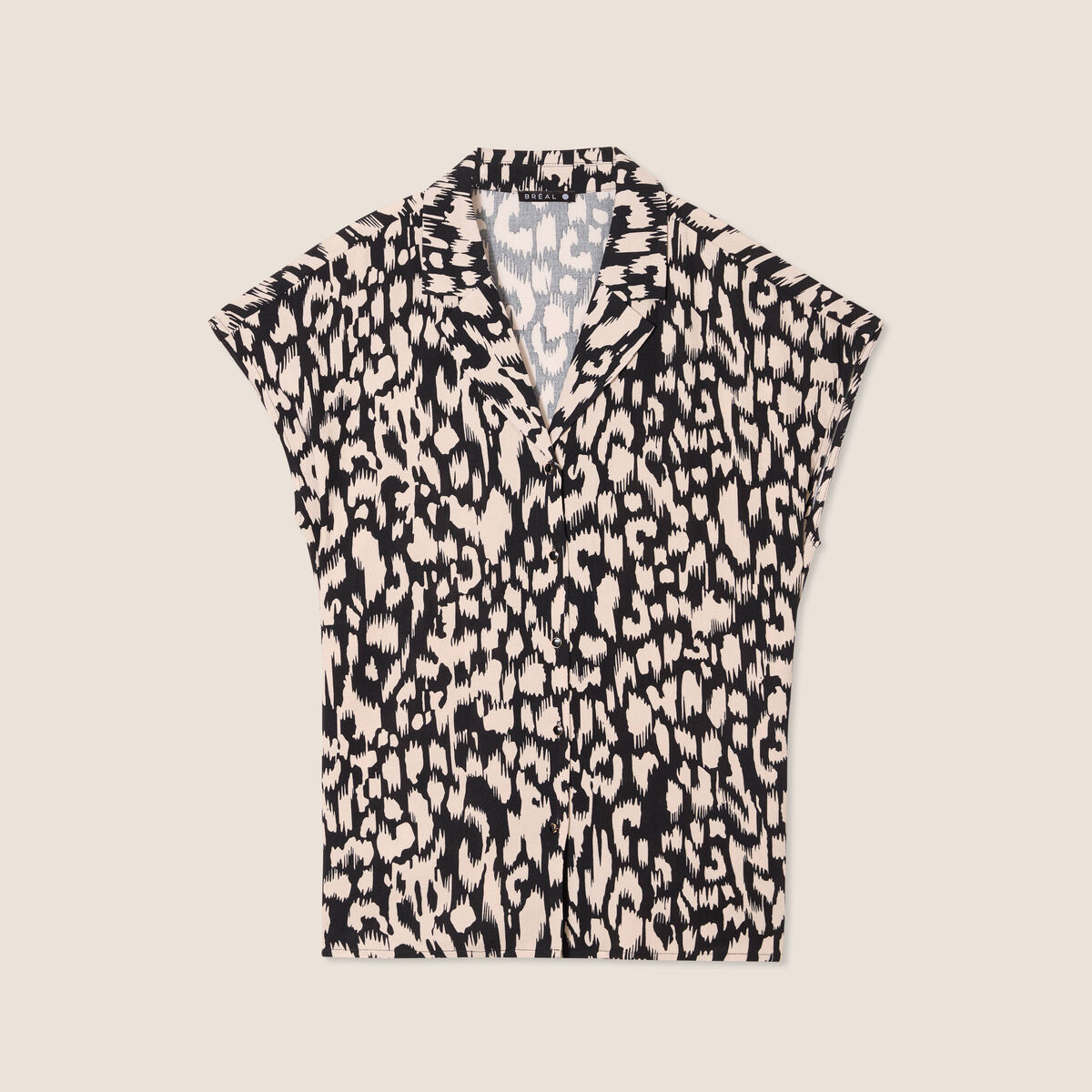 Chemise cr&ecirc;pe manches courtes noir femme