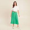 Jupe longue évasée ceinturée vert femme