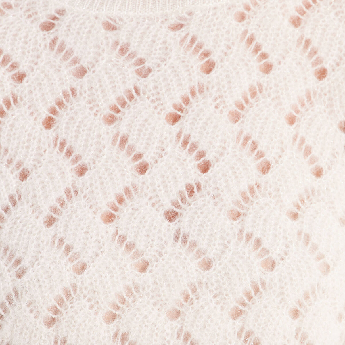 Pull manches longues ajour&eacute; ecru femme