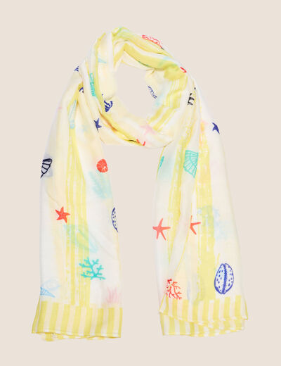 Foulard ou Par&eacute;o jaune pastel femme