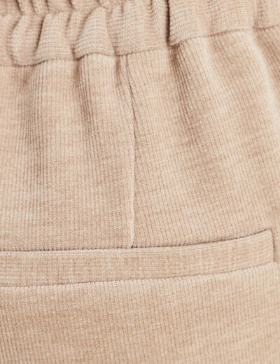 Pantalon loose en velours beige femme