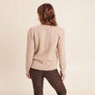 Pull col tunisien manches longues beige femme