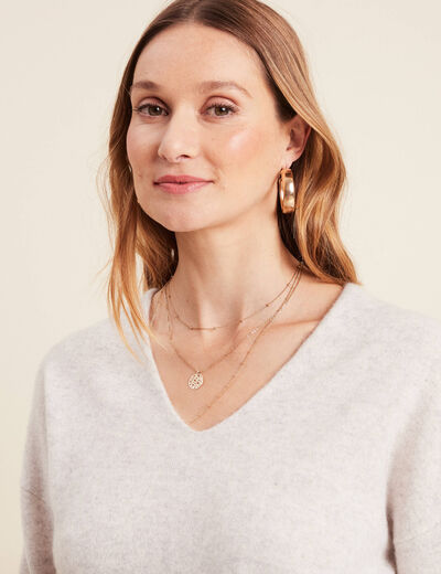 Pull en cachemire manches longues gris clair femme
