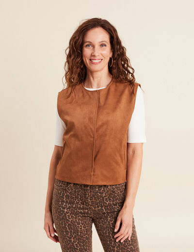 veste doublée bas resserré sans col marron femme
