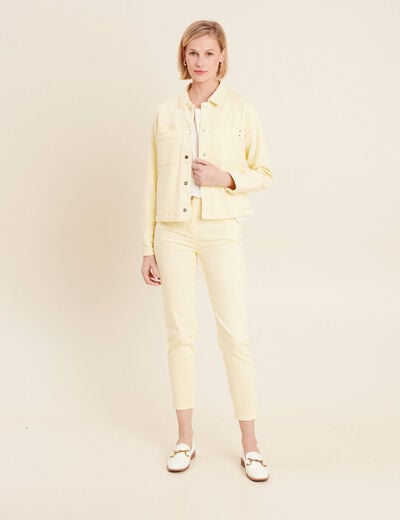 Veste boutonnée en jean jaune clair femme