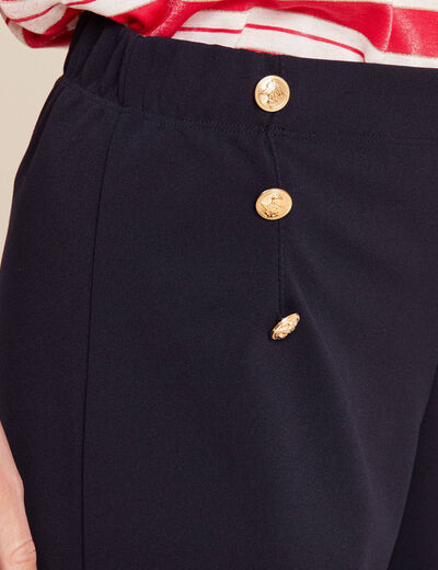 Pantalon large à pont bleu foncé femme