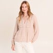Chemise ample courte avec broderie sable femme