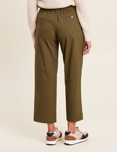 Pantalon large 7/8ème vert olive femme