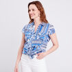 Chemise manches courtes nouée bleu femme