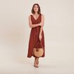 Robe midi évasée satin marron foncé femme