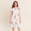 Robe courte &eacute;vas&eacute;e col tunisien brod&eacute;e bleu femme