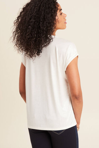 T-shirt manches courtes ecru femme