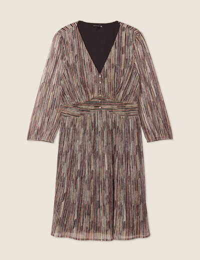 Robe évasée manches 3/4 rose femme