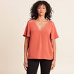 T-shirt bi-mati&egrave;re manches courtes vieux rose femme