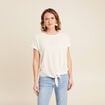 Blouse manches courtes nouée ecru femme