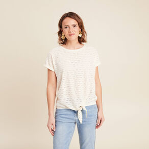 blouse manches courtes nouee ecru femme Blouse manches courtes nouée ecru femme