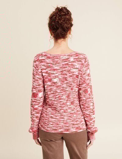 Pull manches longues rose fushia femme
