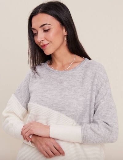 Pull manches longues gris femme