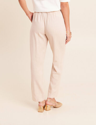 Pantalon large taille haute ivoire femme