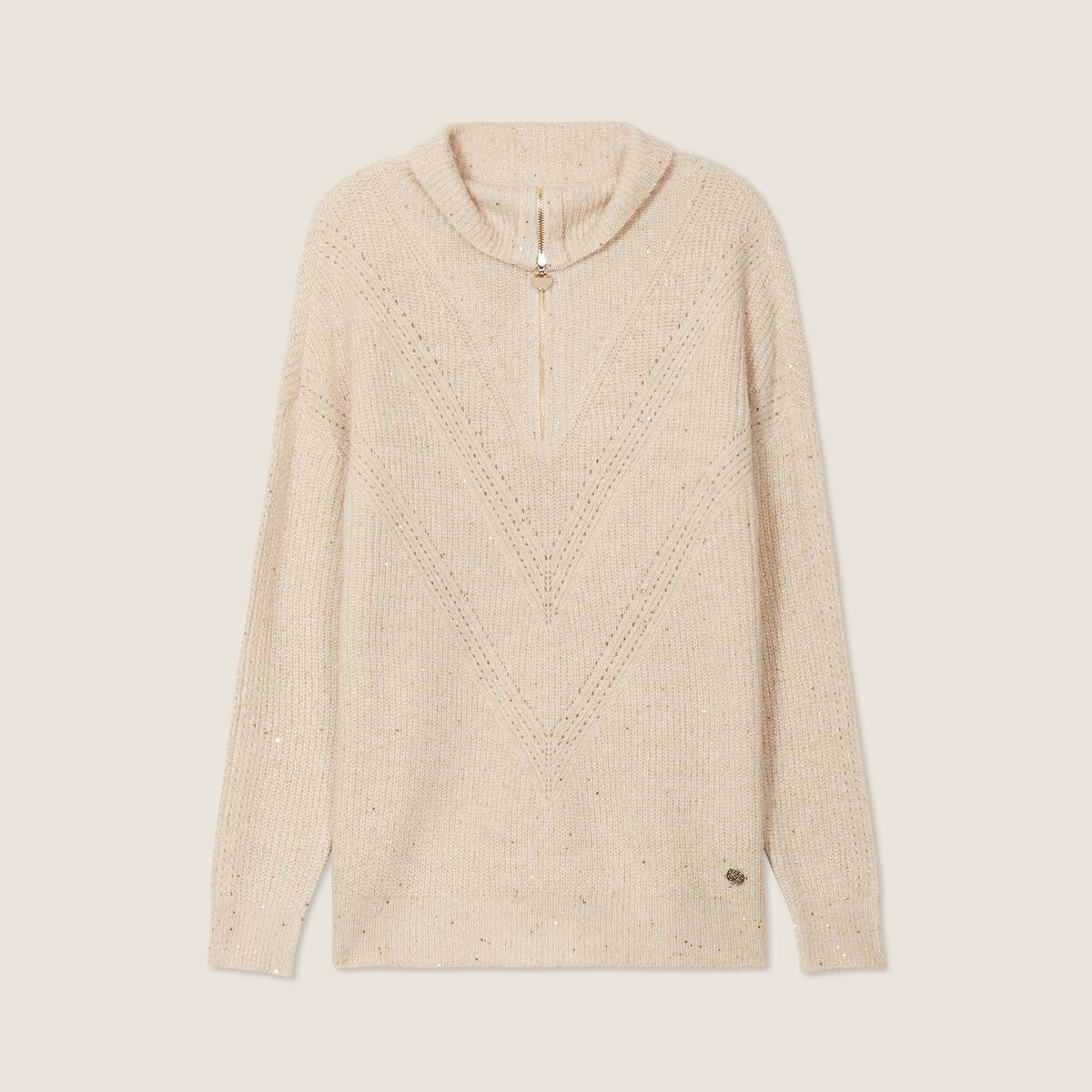 Pull manches longues couleur or femme